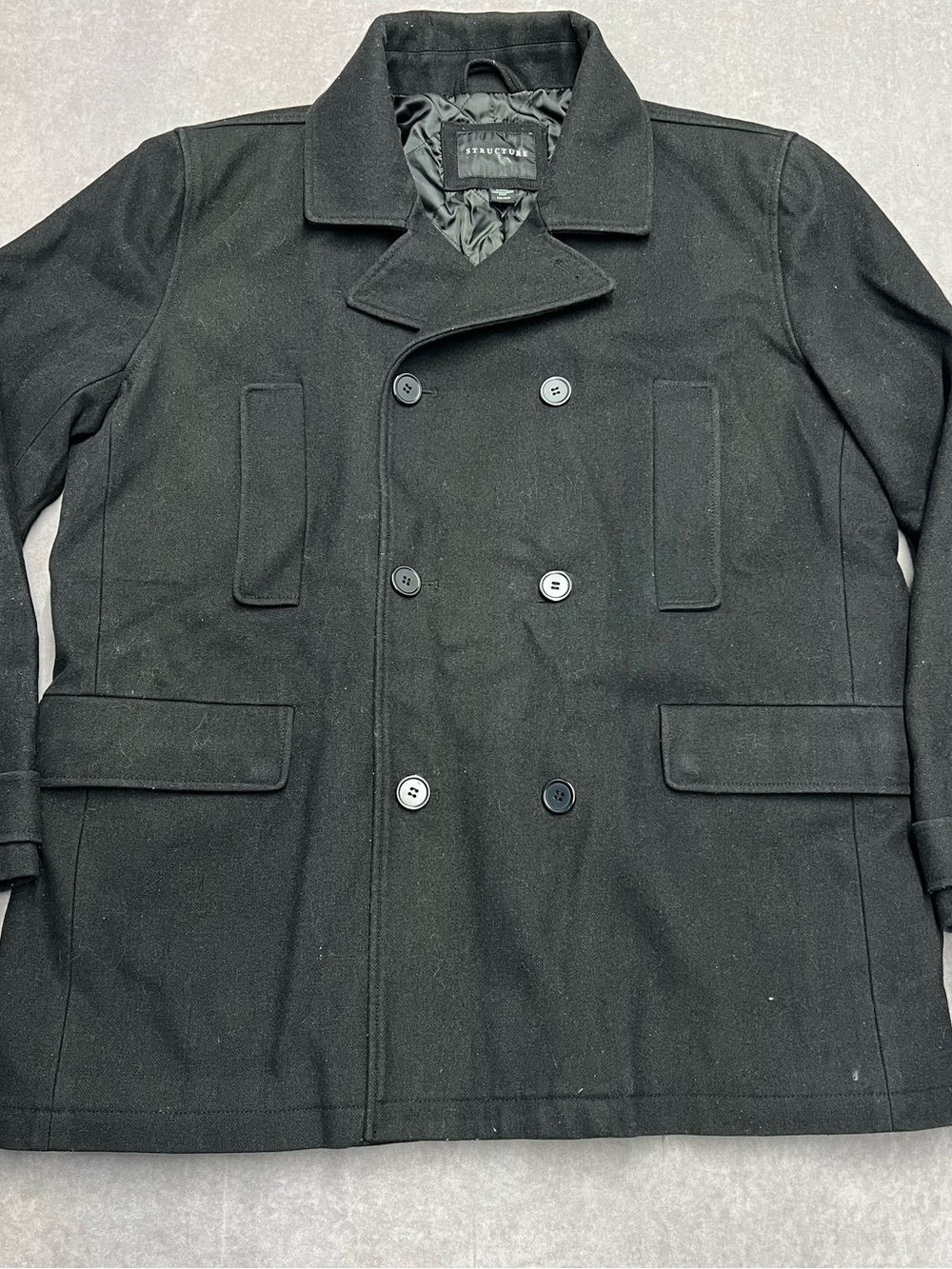 Structure Men's Black Double-Breasted Trench Coat